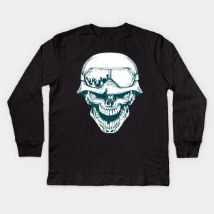 Niche Skull Island Mod Art  Calabera Militar Kids Long Sleeve T-Shirt